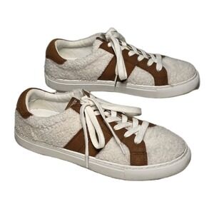 J.Crew Shoes‎ Womens Size 7.5 Striped White Faux Fur Sherpa Road Trip Sneakers
